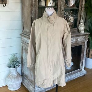 EILEEN FISHER COTTON NYLON COLLAPSABLE HOOD FULL ZIP JACKET LARGE EXCELLENT